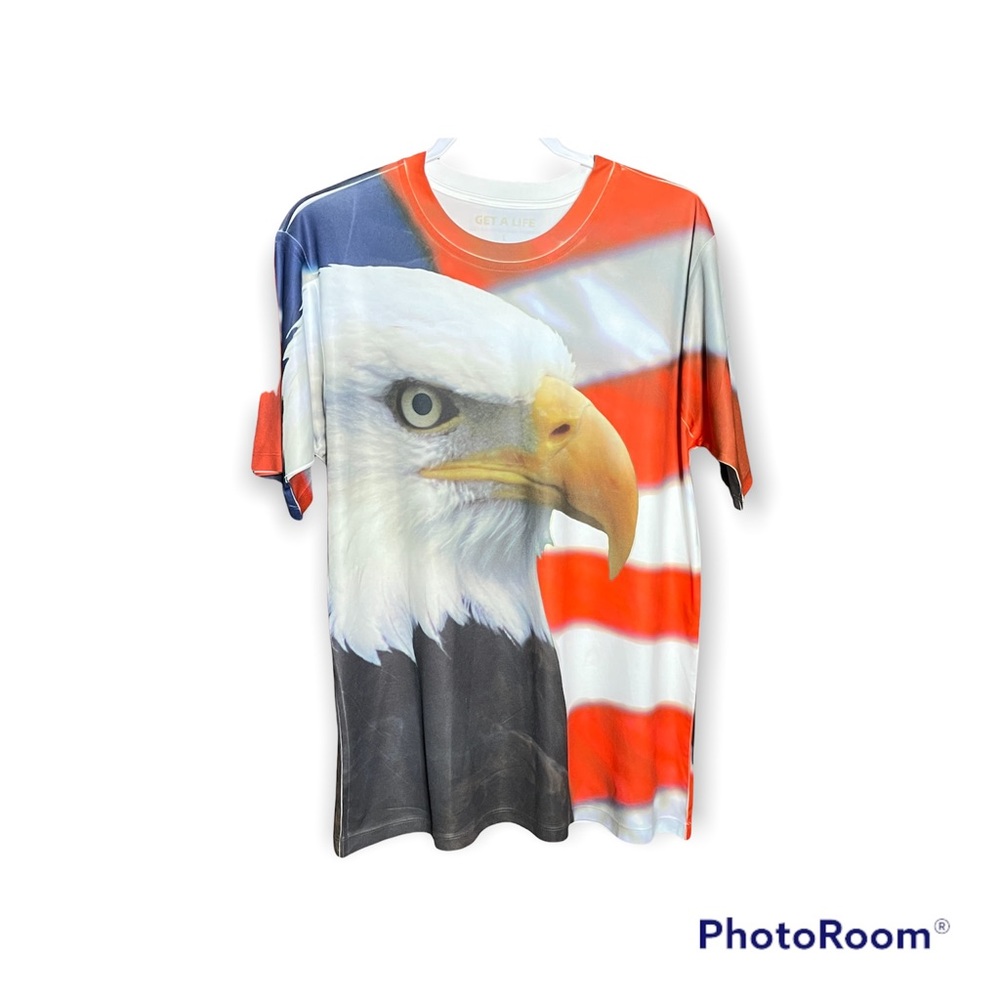 Get A Life Bald Eagle America Shirt Size: Large